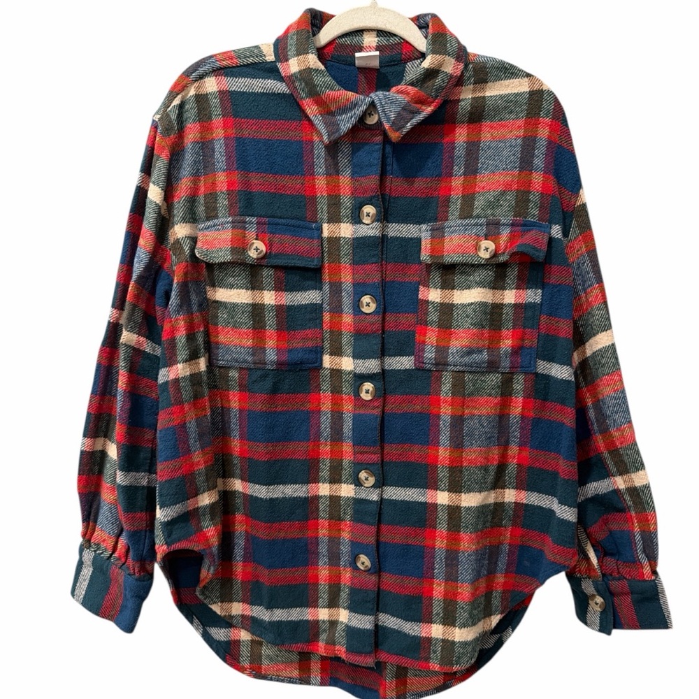 Melrose & Market Plaid Flannel Shacket Cozy Oversized size medium